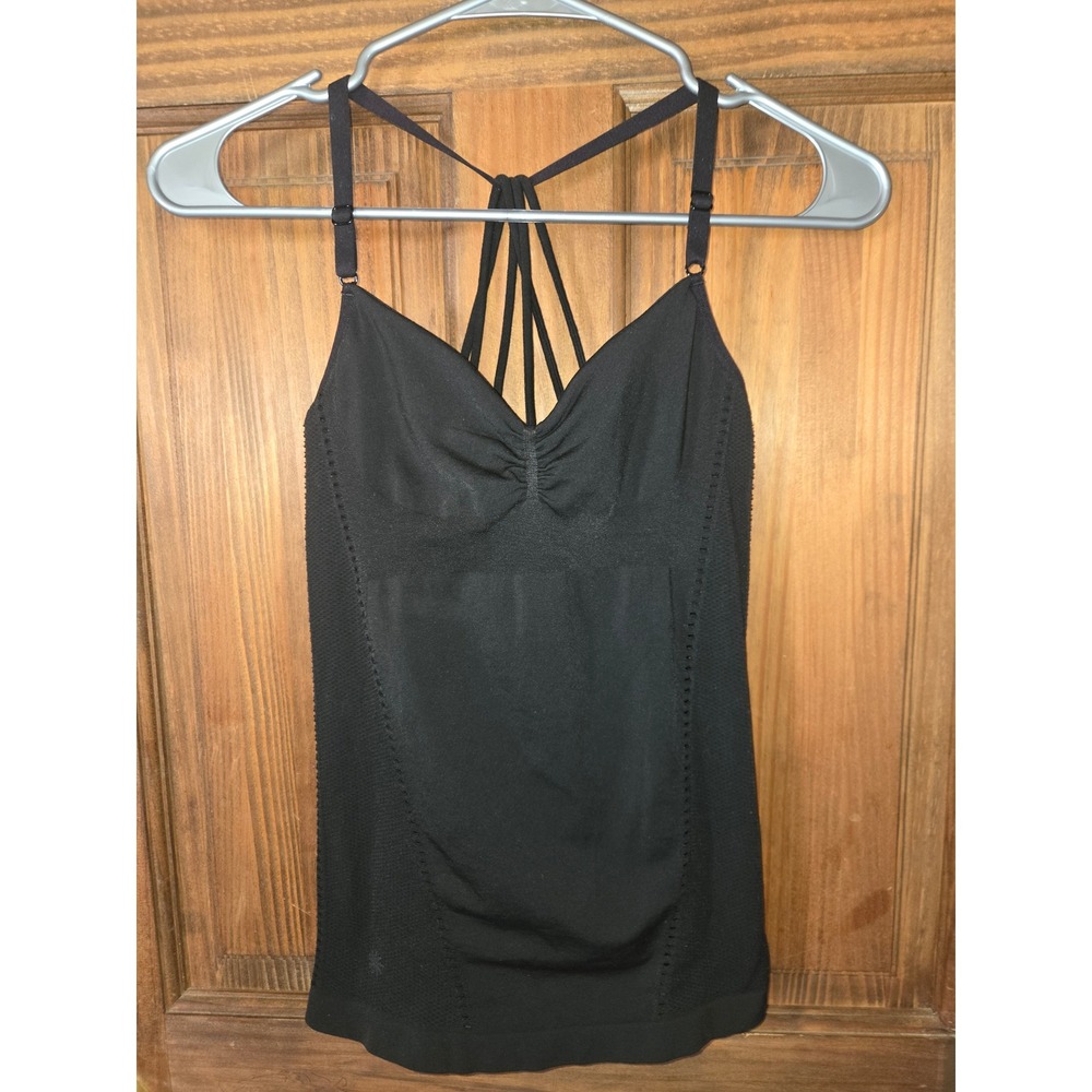 Athleta Black Yoga Tank Top Multi-Strap Racerback Shelf Bra Small 383944